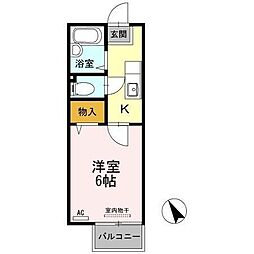 リビエールアンA 1Kの間取図画像