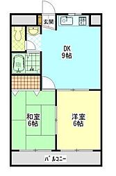 健生館マンション 2DKの間取図画像