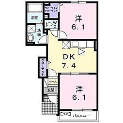 カルモα 2DKの間取図画像