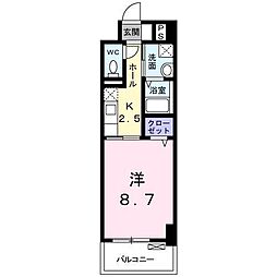 グリシナ 1Kの間取図画像