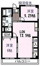 サンオーレやなもと 2LDKの間取図画像