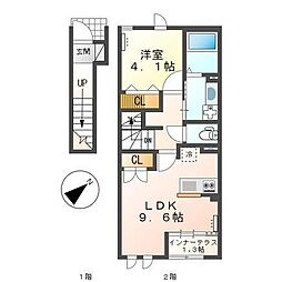 アンソレイエ 1LDKの間取図画像