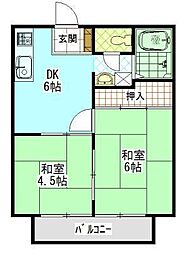 ファミール佐藤 2DKの間取図画像