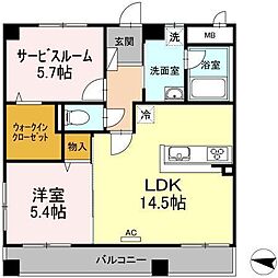 サンタリオン 2LDKの間取図画像
