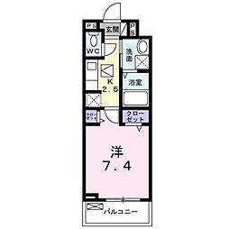 エクイティ3 1Kの間取図画像