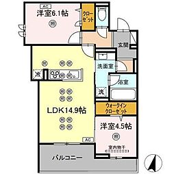 -residence Amitie 2LDKの間取図画像