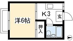 プチハウスしのざき 1Kの間取図画像