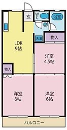 ハイツ住吉 3階3LDKの間取り