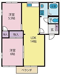 フレグランスサンスイB 2LDKの間取図画像