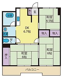 ロイヤルハイツ飯田 2階3DKの間取り
