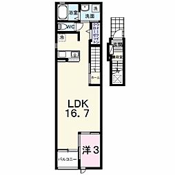 ソラーナ 2階1LDKの間取り