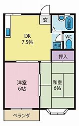 フレンドハウス 2DKの間取図画像