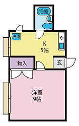 コーポサンタウン 1Kの間取図画像