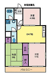 南西ハイツサカモト 3DKの間取図画像