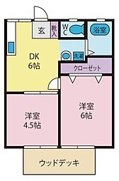 ハイツ飯島A 2DKの間取図画像