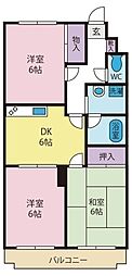 エクシヴ宮ノ上 3DKの間取図画像