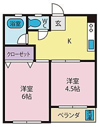 ハイツ相生 2Kの間取図画像