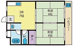 富士ビル 2DKの間取図画像