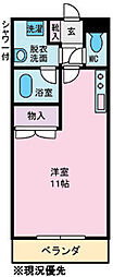 GSB・コーポ天神 1Kの間取図画像