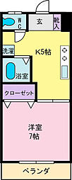 Sパビヨン 1Kの間取図画像