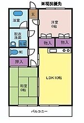 プリヴェールB 2LDKの間取図画像