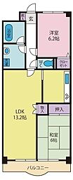 プロシード甲府 2LDKの間取図画像