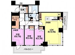 ザ・パークハウス三田ガーデンレジデンス&タワータワー棟 3LDKの間取図画像
