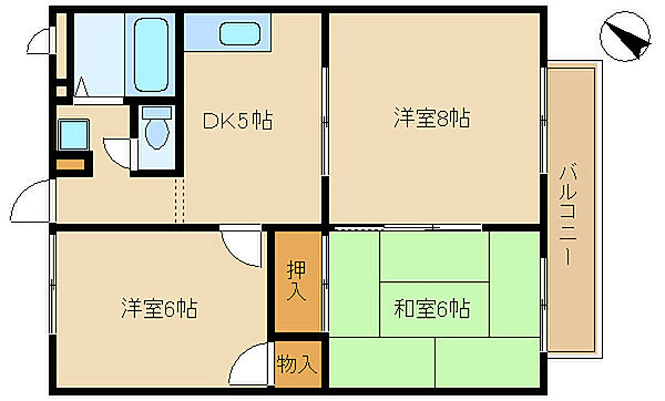 サンワード別府 201｜兵庫県加古川市別府町新野辺(賃貸アパート3DK・2階・52.17㎡)の写真 その2