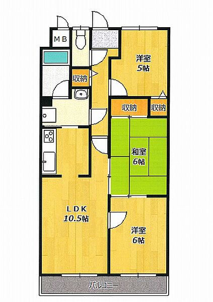 ラフェスタ大塩 402｜兵庫県姫路市大塩町(賃貸マンション3LDK・4階・61.60㎡)の写真 その2