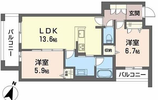 エクセレントガーデンヒルズ B201｜兵庫県神戸市垂水区桃山台2丁目(賃貸アパート2LDK・2階・61.40㎡)の写真 その2