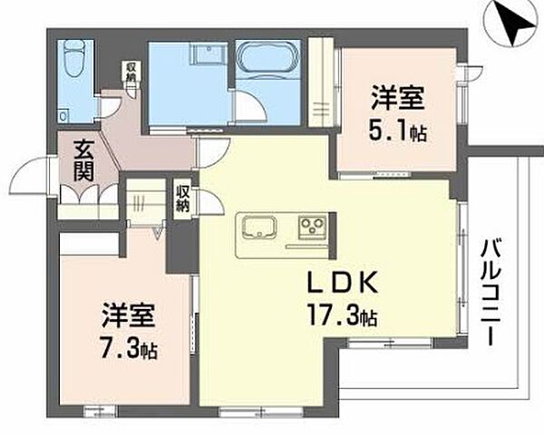 シャーメゾンガーデンズ高丸 203｜兵庫県神戸市垂水区高丸1丁目(賃貸マンション2LDK・2階・67.19㎡)の写真 その2