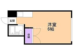 ハイマート佐々 3階ワンルームの間取り