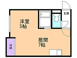 ウッド611 1階1DKの間取り
