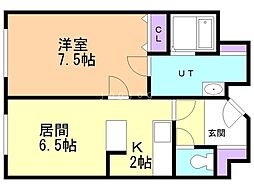 しんたくハイツ南大通 1LDKの間取図画像