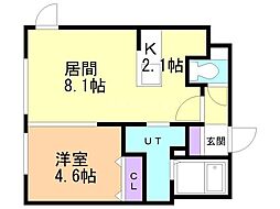 ＧＲＡＮＤＵＫE永山公園通 2階1LDKの間取り
