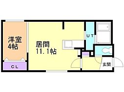 ＡＬＰＨＡ南8条 4階1LDKの間取り