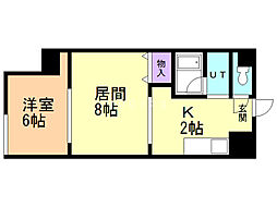ノースシティーアンザイ 4階1DKの間取り