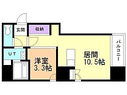 ビッグタワー大通公園 7階1LDKの間取り