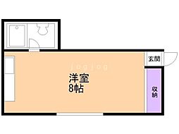 サウスコーポ12C ワンルームの間取図画像