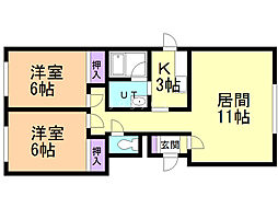 コンフォートKS 2LDKの間取図画像