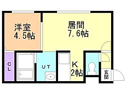 コーポ樹 1DKの間取図画像