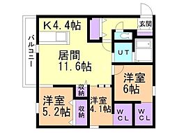 札幌市中央区南六条西13丁目マンション 3LDKの間取図画像
