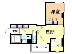 カサトレスリオ 2階1Kの間取り