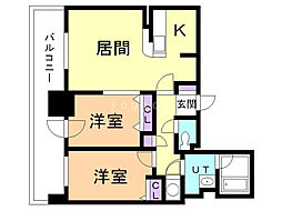 アルファタワー札幌南4条 15階2LDKの間取り