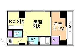 スペチアーレ・プリーモ 8階1LDKの間取り