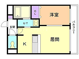 マリオン桑園 3階1LDKの間取り