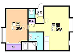 シングルステージ山の手通 1LDKの間取図画像