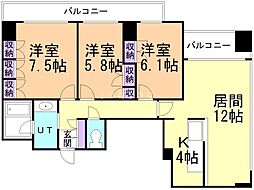 グランカーサ裏参道 3LDKの間取図画像