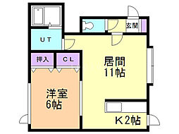 條野ハイツG2 1LDKの間取図画像