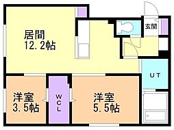 札幌市中央区北十三条西16丁目マンション 2LDKの間取図画像